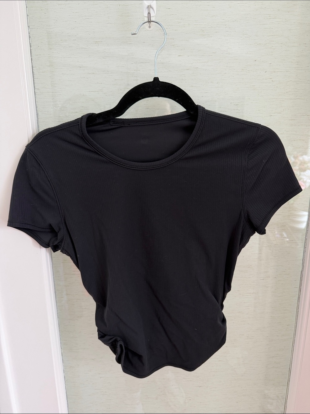 lululemon athletica Black Ribbed Short Sleeve Crew Tee